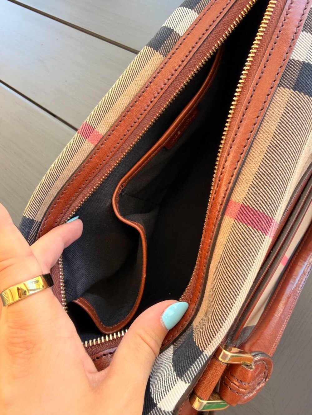 Burberry House Check Bridle Boston Bag (Alchester/Chester model) in Brown (+box) - Picture 6 of 7